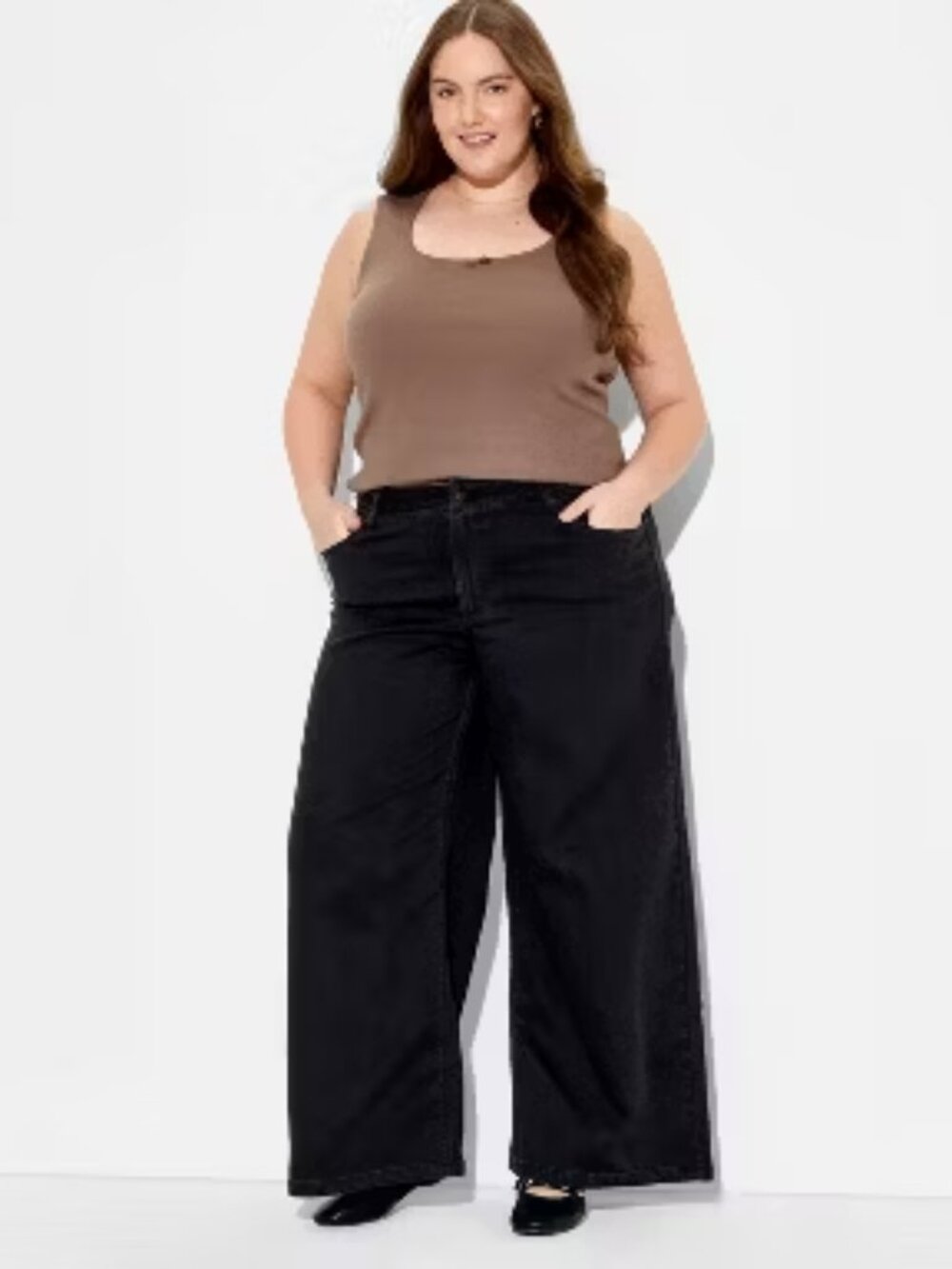 NWT Womens Wild Fable Mid Rise Baggy Wide Leg Med Wash Black Skater Jeans Sz 22